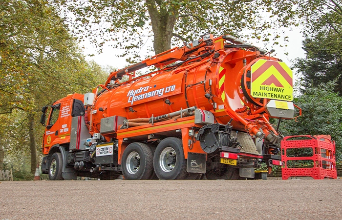 Liquid waste transport tanker at treatment facility